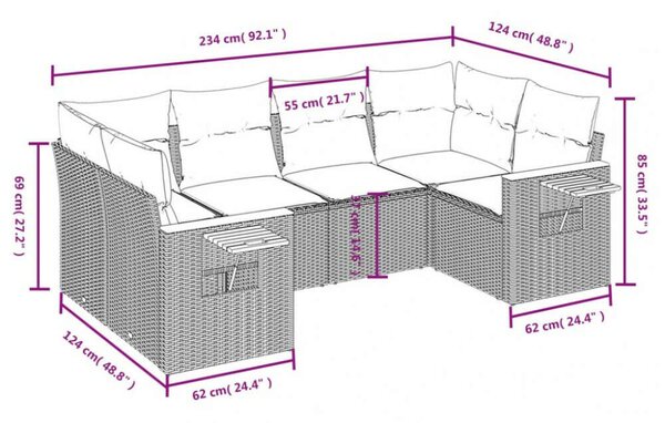 VidaXL Polyrattan Kerti Ülőgarnitúra - 6 részes - Bézs
