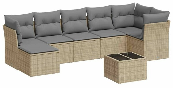 VidaXL 8 részes bézs polyrattan kerti ülőgarnitúra párnával