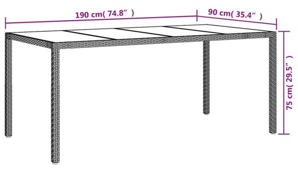 VidaXL Polyrattan Kerti Étkezőgarnitúra - 9 részes - Barna