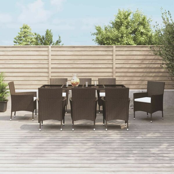 VidaXL Polyrattan Kerti Étkezőgarnitúra - 9 részes - Barna