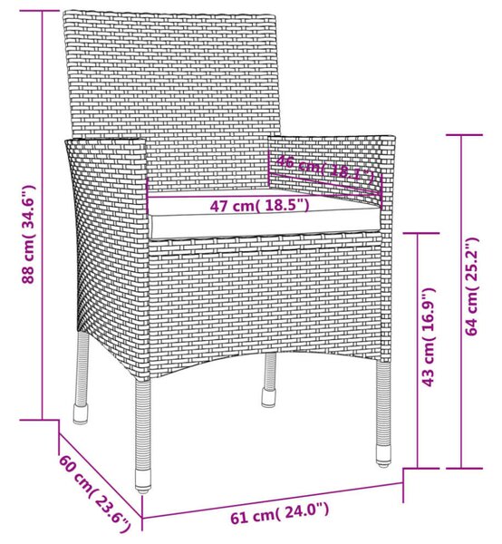 VidaXL Polyrattan Kerti Étkezőgarnitúra - 9 részes - Barna