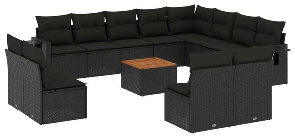 VidaXL Polyrattan Kerti Ülőgarnitúra - 13 részes - Fekete