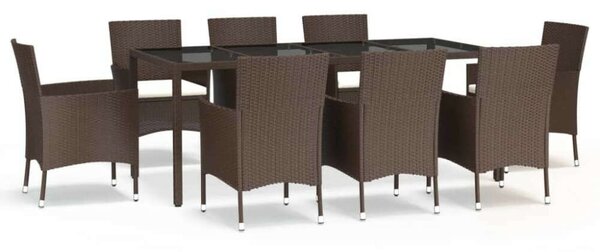 VidaXL Polyrattan Kerti Étkezőgarnitúra - 9 részes - Barna