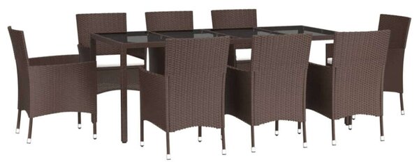 VidaXL Polyrattan Kerti Étkezőgarnitúra - 9 részes - Barna