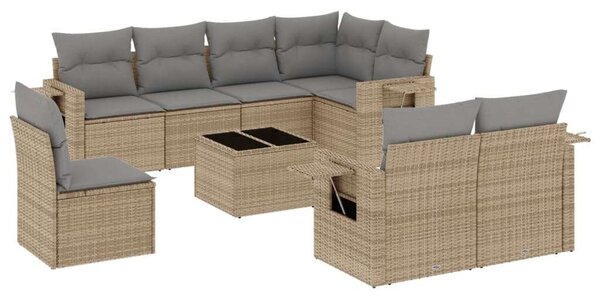 VidaXL Polyrattan Kerti Ülőgarnitúra - 9 részes - Bézs