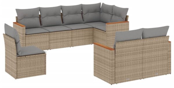 VidaXL Polyrattan Kerti Ülőgarnitúra - 8 részes - Bézs