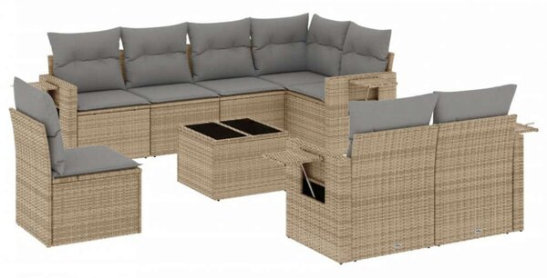 VidaXL Polyrattan Kerti Ülőgarnitúra - 9 részes - Bézs