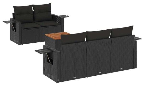VidaXL Polyrattan Kerti Ülőgarnitúra - 6 részes - Fekete