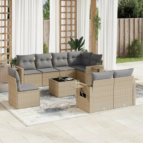 VidaXL Polyrattan Kerti Ülőgarnitúra - 9 részes - Bézs