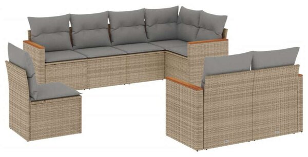 VidaXL Polyrattan Kerti Ülőgarnitúra - 8 részes - Bézs