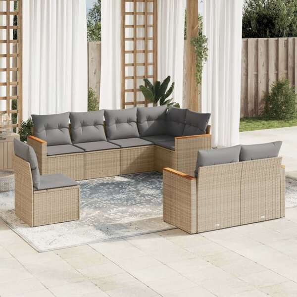 VidaXL Polyrattan Kerti Ülőgarnitúra - 8 részes - Bézs