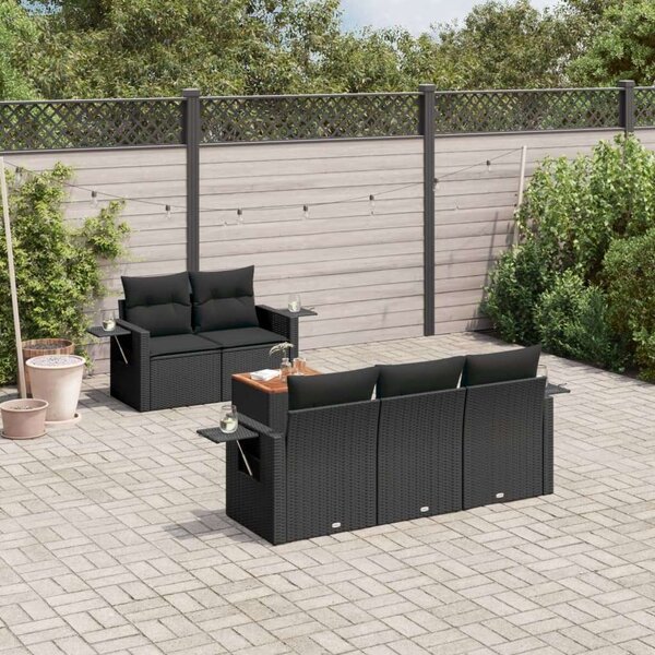 VidaXL Polyrattan Kerti Ülőgarnitúra - 6 részes - Fekete