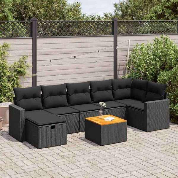 VidaXL Polyrattan Kerti Ülőgarnitúra - 8 részes - Fekete