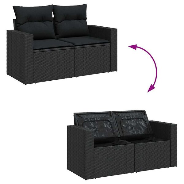 VidaXL Polyrattan Kerti Ülőgarnitúra - 11 részes - Fekete