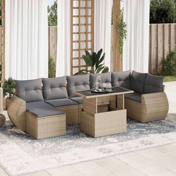VidaXL Polyrattan Kerti Ülőgarnitúra - 8 részes - Bézs
