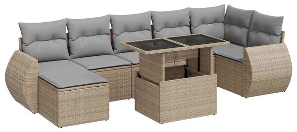 VidaXL Polyrattan Kerti Ülőgarnitúra - 8 részes - Bézs