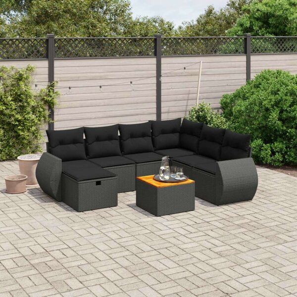 VidaXL Polyrattan Kerti Ülőgarnitúra - 8 részes - Fekete
