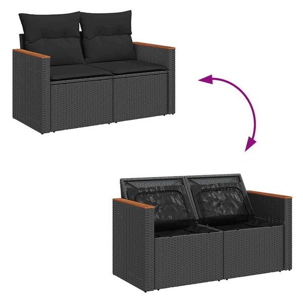 VidaXL Polyrattan Kerti Ülőgarnitúra - 6 részes - Fekete