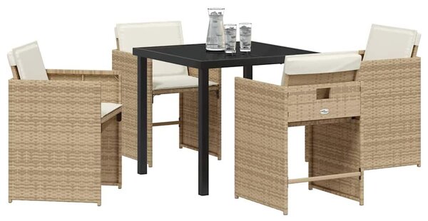 VidaXL Kert étkező szett 5 pcs Bézs polirattan