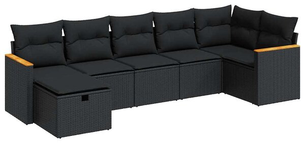 VidaXL Polyrattan Kerti Ülőgarnitúra - 7 részes - Fekete