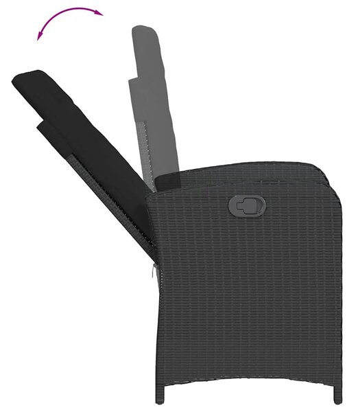 VidaXL Polyrattan Kerti Étkezőgarnitúra - 5 részes - Fekete