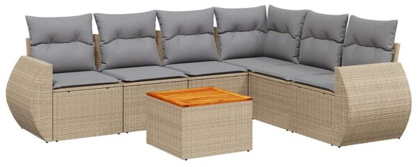 VidaXL Polyrattan Kerti Ülőgarnitúra - 7 részes - Bézs