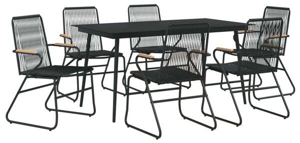 VidaXL 7 részes fekete PVC rattan kerti étkezőgarnitúra