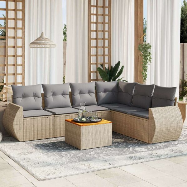 VidaXL Polyrattan Kerti Ülőgarnitúra - 7 részes - Bézs