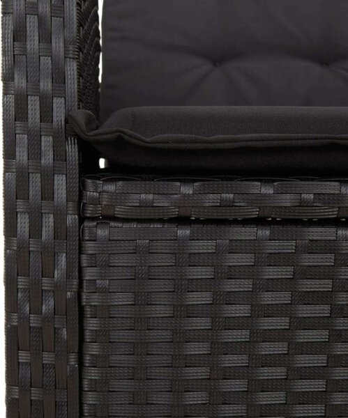 VidaXL Polyrattan Kerti Étkezőgarnitúra - 5 részes - Fekete