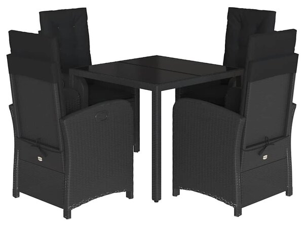 VidaXL Polyrattan Kerti Étkezőgarnitúra - 5 részes - Fekete