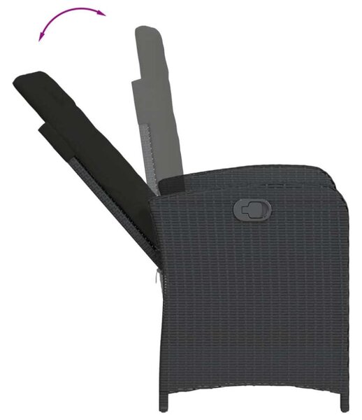 VidaXL Polyrattan Kerti Étkezőgarnitúra - 3 részes - Fekete