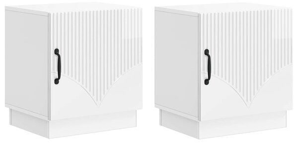 VidaXL Éjjeli asztal 2 pcs Magasfényű Fehér 43 x 34,5 x 47 cm