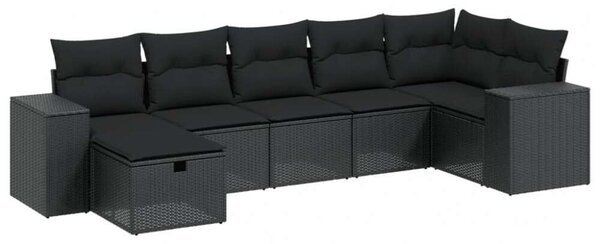 VidaXL Polyrattan Kerti Ülőgarnitúra - 7 részes - Fekete