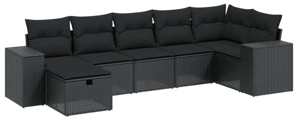 VidaXL Polyrattan Kerti Ülőgarnitúra - 7 részes - Fekete