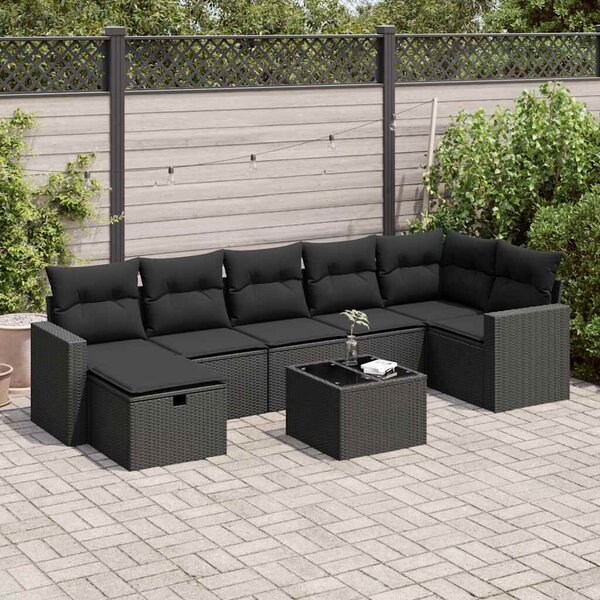 VidaXL Polyrattan Kerti Ülőgarnitúra - 8 részes - Fekete