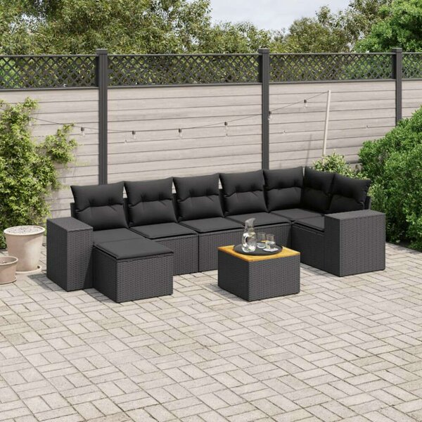 VidaXL Polyrattan Kerti Ülőgarnitúra - 8 részes - Fekete
