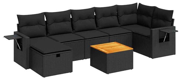 VidaXL Polyrattan Kerti Ülőgarnitúra - 8 részes - Fekete