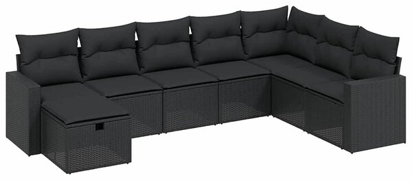 Polyrattan Kerti Ülőgarnitúra - 8 részes - Fekete