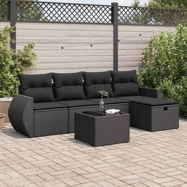 VidaXL Polyrattan Kerti Ülőgarnitúra - 6 részes - Fekete
