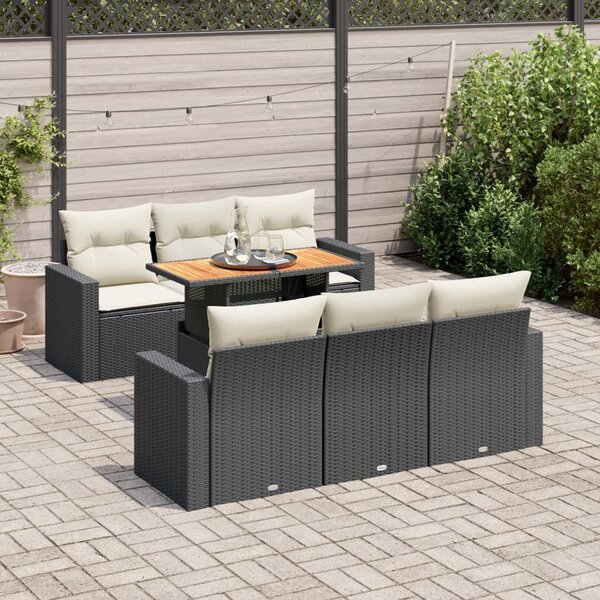 VidaXL Polyrattan Kerti Ülőgarnitúra - 7 részes - Fekete
