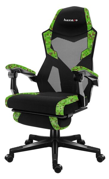 Huzaro Combat 3.1 Pixel Gamer szék lábtartóval - Fekete / Zöld
