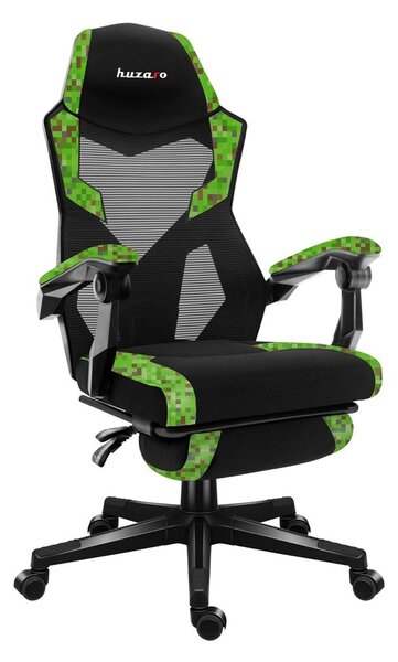 Huzaro Combat 3.1 Pixel Gamer szék lábtartóval - Fekete / Zöld