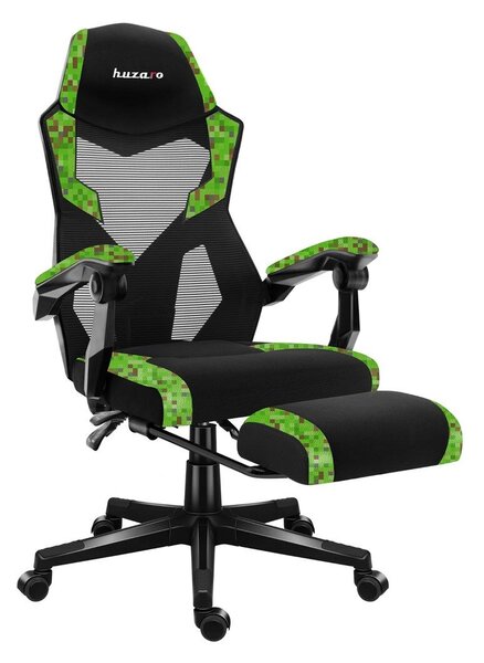 Huzaro Combat 3.1 Pixel Gamer szék lábtartóval - Fekete / Zöld