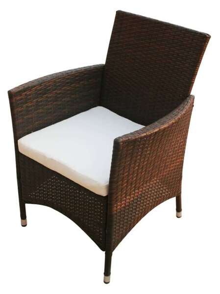 VidaXL 9-részes barna kültéri polyrattan étkezőszett párnákkal