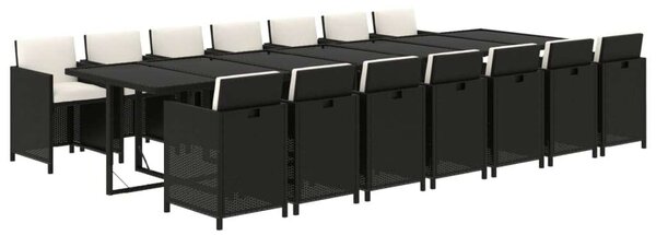 VidaXL Polyrattan Kerti Étkezőgarnitúra - 15 Fős - Fekete