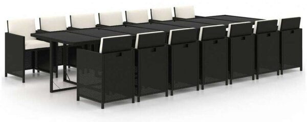 VidaXL Polyrattan Kerti Étkezőgarnitúra - 15 Fős - Fekete