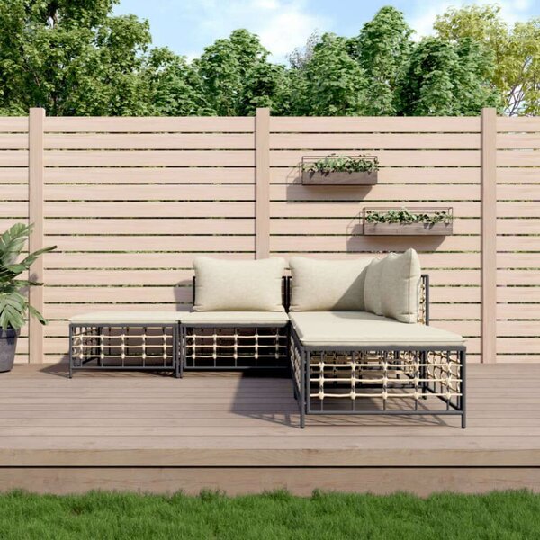 VidaXL 5 Részes Kerti Ülőgarnitúra - Poly Rattan - Antracit Szürke