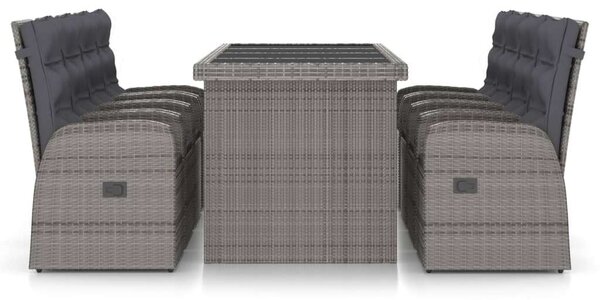 VidaXL Kültéri Étkezőszett - Polyrattan - 9 részes - Szürke