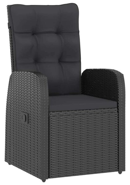 VidaXL 11 részes fekete polyrattan kültéri étkezőszett párnákkal