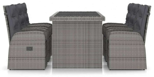 VidaXL Kültéri Étkezőszett - Polyrattan - 7 részes - Szürke